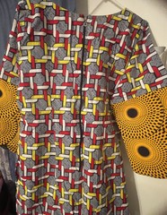 100% Coton African Women Style Akanra Pagne Lace Long Dress