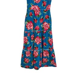 Matilda Jane Wmns Medium Floral Peony Tiered Sleeveless Maxi Dress Keyhole Back