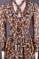 INTERMIX Chiffon Tilley Leopard Print Drop Waist Tie V Neck Flowing Dress Size S