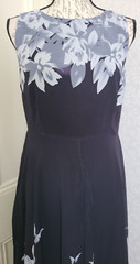 NWT Tendency brand black sleeveless maxi dress w gray & white flowers, ladies&rsquo; M