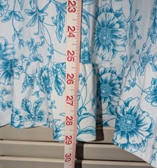 Derek Heart Aqua Blue & White Floral Mini Dress Empire Waist Cap Sleeve Sz XL