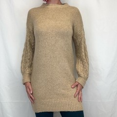 Women&rsquo;s A.N.D. Cable Knit Sweater Dress XS Tan Mini NWT Fall Winter