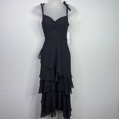 Flynn Skye Revolve Leona Dress Womens M Black Tiered Ruffle Whimsigoth Romantic