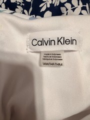 Calvin Klein 14w womens white lilac dress