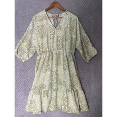Boho Floral Patchwork Tiered Mini Dress XL Cottagecore Feminine Romantic Prairie