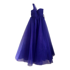Mac Duggal One Side Off The Shoulder Bustier Ball Gown Size 12 Cobalt Blue 68713
