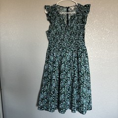 J. CREW Women’s Small Ditsy Floral Print Cotton Poplin Smocked Midi Dress