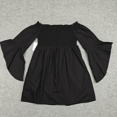 BP Dress Womens Juniors Small Black Off Shoulder Smocked Bell Sleeve Mini New