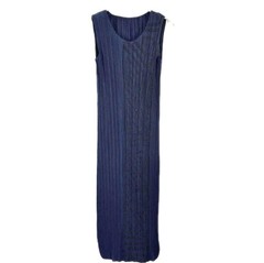 PLEATS PLEASE Navy Geometric Knit Sleeveless Dress Size 3 PP41 JH744 Women