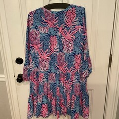 Lilly Pullizer Gabriel Borealis Blue Tropic Down Low Dress, Size 12