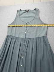 Frye And Co Womens XL Green Maxi Tank Dress Button Front Pockets Casual