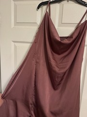 Cider Mauve Satin Cowl Neck Long Slip Dress 2XL Sleeveless Button Straps