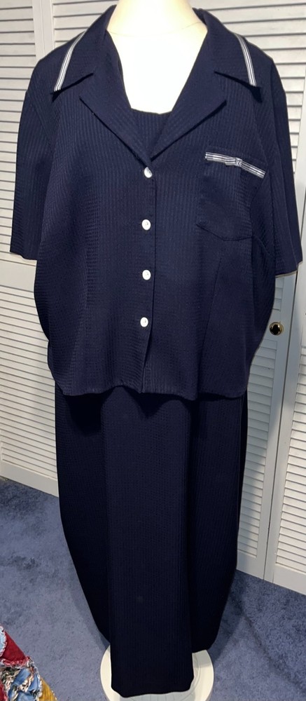 Lady Dorby Size 24W 2 Pc Sleeveless Sheath Dress W/SS Jacket ~ Navy Blue
