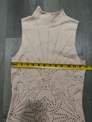 Bebe Beige Solid Mock Neck Rhinestone Sleeveless Bodycon Mini Dress XS