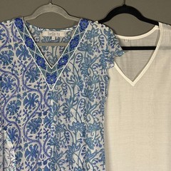 Bella Tu dress – 2 piece blue floral midi cap sleeve v neck made in India size S