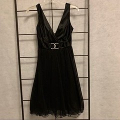 RUBY ROX Rhinestone Ring Faux Buckle Tie Back Glitter Cocktail Dress Black