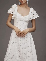 NWT Size XL – Extro&Vert Ada Flutter-Sleeve Broderie Midi Dress (NWT US$ 123)