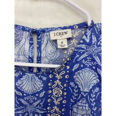 J. Crew Blue Coastal Midi dress with an all-over shell print 98% cotton Sz 2
