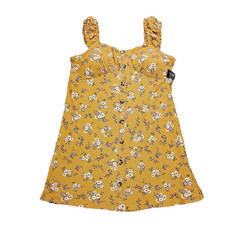 No Bo Sundress Padded Yellow Flower Pattern New Size XL Pull On Mini Stretch