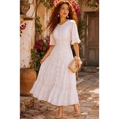 LoveShackFancy Minka Heritage Maxi Dress in True White – Size 6