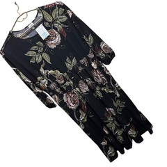 LuLaRoe Evelyn Smocked Waist Maxi Dress 2XL Black Floral Tiered Pockets ~ NWT