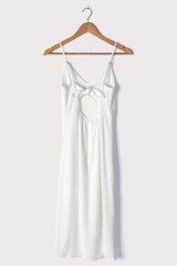 Lulus L Plisse Pleated View and I White Tie-Back Faux-Wrap Midi Dress Bridal