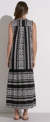 Elan Black WhiteCotton Aztec Tribal Boho Hippie Maxi Sress NWT L Festie Cruise