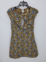 Free People Dress Womens 4 Say Yes Jacquard Olive Green Floral Mini Boho
