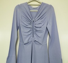 Scanlan Theodore Crepe Knit Keyhole Dress Size S Lilac Long Sleeves Lilac Midi