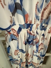 MEETRENDI, Dress with printed design, short sleeves, polyester for women, White