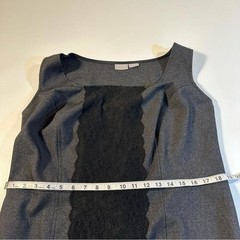 Eshakti Custom Size 1X(?) Gray Sleeveless Sheath Dress With Black Lace Panel
