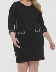 Dkny Women&rsquo;s Black Elbow-Sleeve Pullover Sweater Dress Plus Size 3X