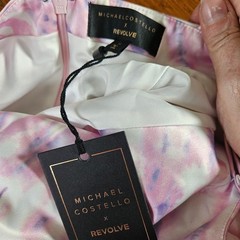 Michael Costello x REVOLVE Blaise Maxi Pink Purple Watercolor Cowl Neck Sz M NEW