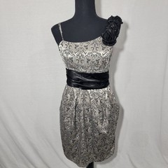 Xtraordinary Silver & Black Y2K One Shoulder Prom Cocktail Dress 2000S JUNIOR 9