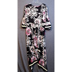 INC International Concepts Women 1X Floral Faux Wrap Maxi Dress Handkerchief Hem