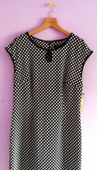 ILE NY Dress 10 NWT Sleeveless Elegant Black White Yellow Dots $79.99