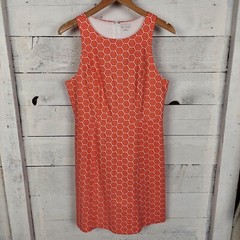 Gap 8 Dress Womens Shift Orange Geo Scoop Neck Stretch Pockets office Easter