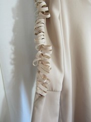 Finder&rsquo;s Beige Long Sleeve Cut Out Arms V Neck Lined Dress Size Small NWT
