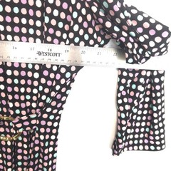 Evan Picone Cyber Techno Retro Polka Dot Wrap Gold Ring Buckle Dress Womens 16