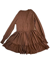 NWT Altar&rsquo;d State Dana Dress Womens M Brown Smocked Tiered Boho