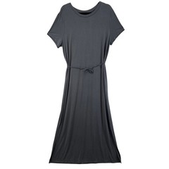 NWT Banana Republic Maxi Dress Women XL Gray Short Sleeve Tie Waist Slit Jersey