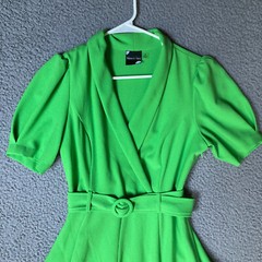 Maison Tara Belted Mid Century Collar Trad Wife Mod Wrap Dress Womens 8 M RTR