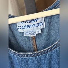 Vintage 90s Casey Coleman Bluebonnet Embroidered Denim Jumper Dress midi overall