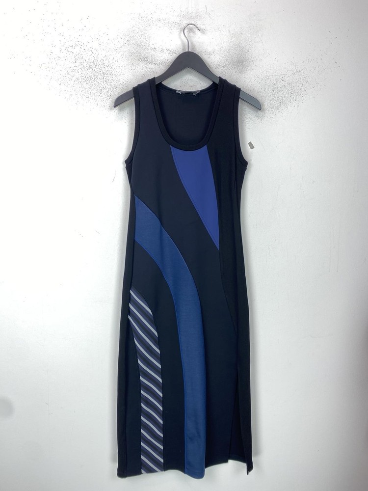 Sportmax Black Blue Colourblock Midi Sheath Tank Dress M