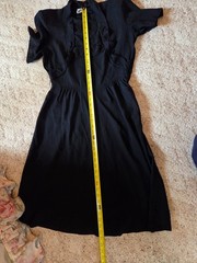 S/M 1940s LBD Sheer Black Dress sweetheart neckline shoulder pads nan carson