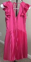 Moon River Pink A-Line Mini Dress XS Sleeveless V-Neck Pleated Ruffle