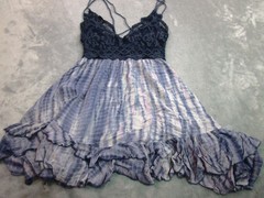 FP One Dress Womens Medium Blue Tie Dye Lace Ruffle Hem Sundress Boho Festival