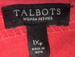 Talbots Petites 1XP Red Knit A-Line Dress V-Neck Short Sleeve Zip Career Casual