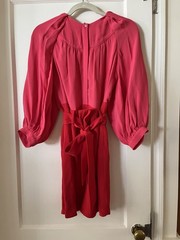 Reiss Valentina Color Clash Mini Dress Pink Red Open Back Belted Tie Waist NEW 4
