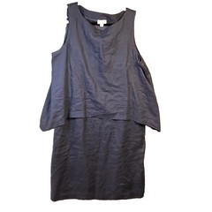 Pure Jill J. Jill Linen Popover Dress Womens Medium Blue Gray Layered Sleeveless